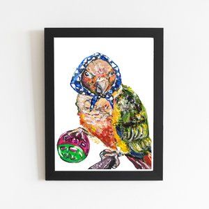Conure Bird Print, Animal Print Pet Portrait, FiolettaArts Illustration Decor